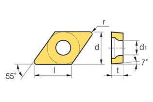 Пластина Korloy DCMT 070204-VF PC8105