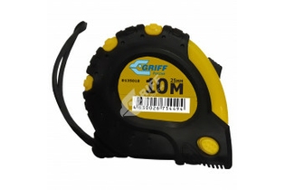 Рулетка 10мх25мм с 3 фиксаторами, в обрезин. корпусе GRIFF d135018