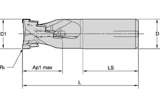 Mill 1-14™ End Mills • Weldon Shank • Метрическая система 2623933 40A05R050B32SED14 M1D040ME1405W032L050 kennametal